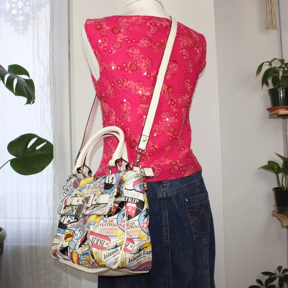 Kathy Van Zeeland Travel Print Satchel Handbag - Picture 4 of 10